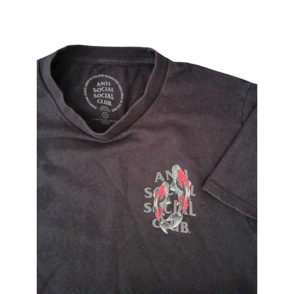 Anti Social Social Club Koi Garden Tee Black Japanese Tattoo Graphic Small Men